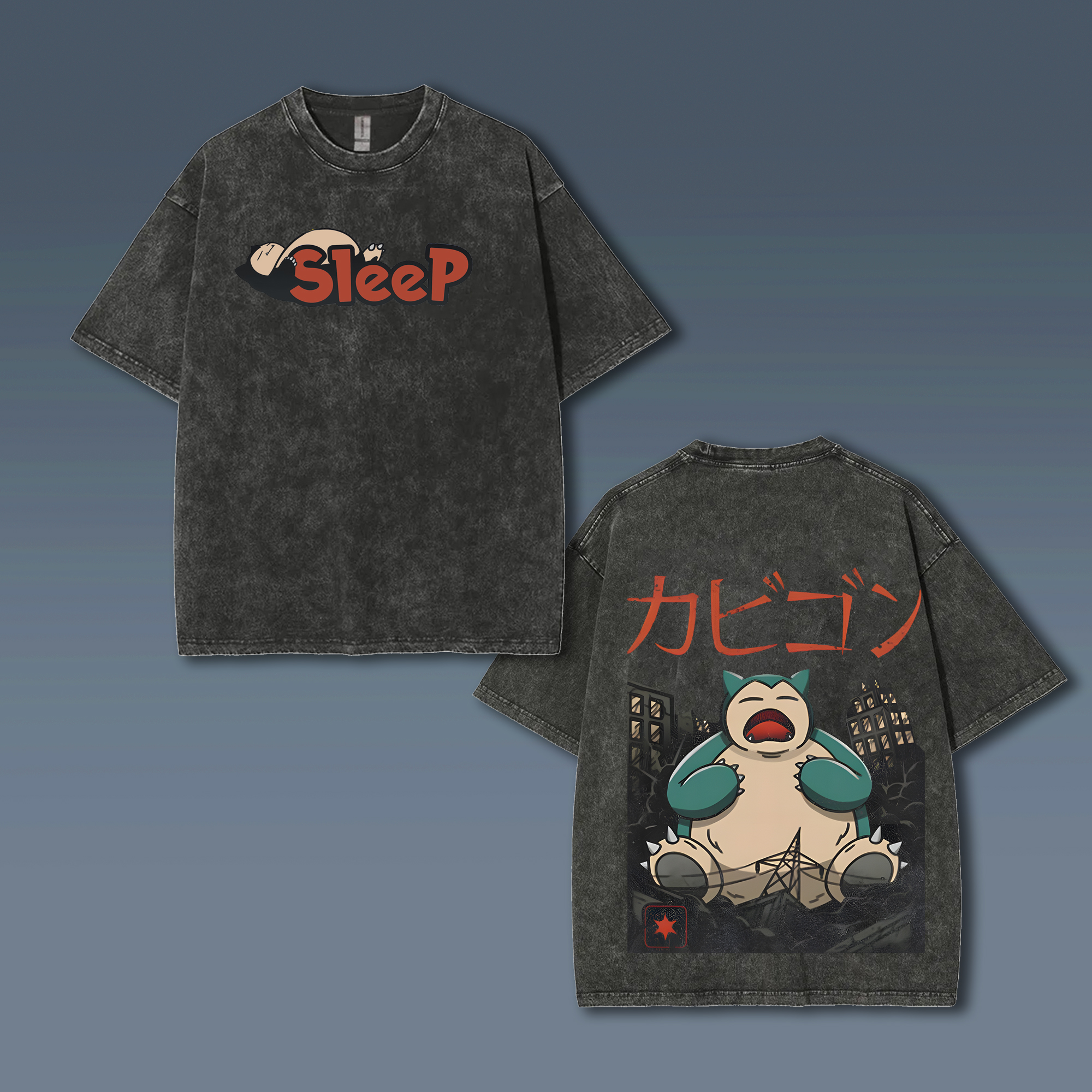 Unisex  Anime Style Vintage Washed T-Shirt-AnimeClothe