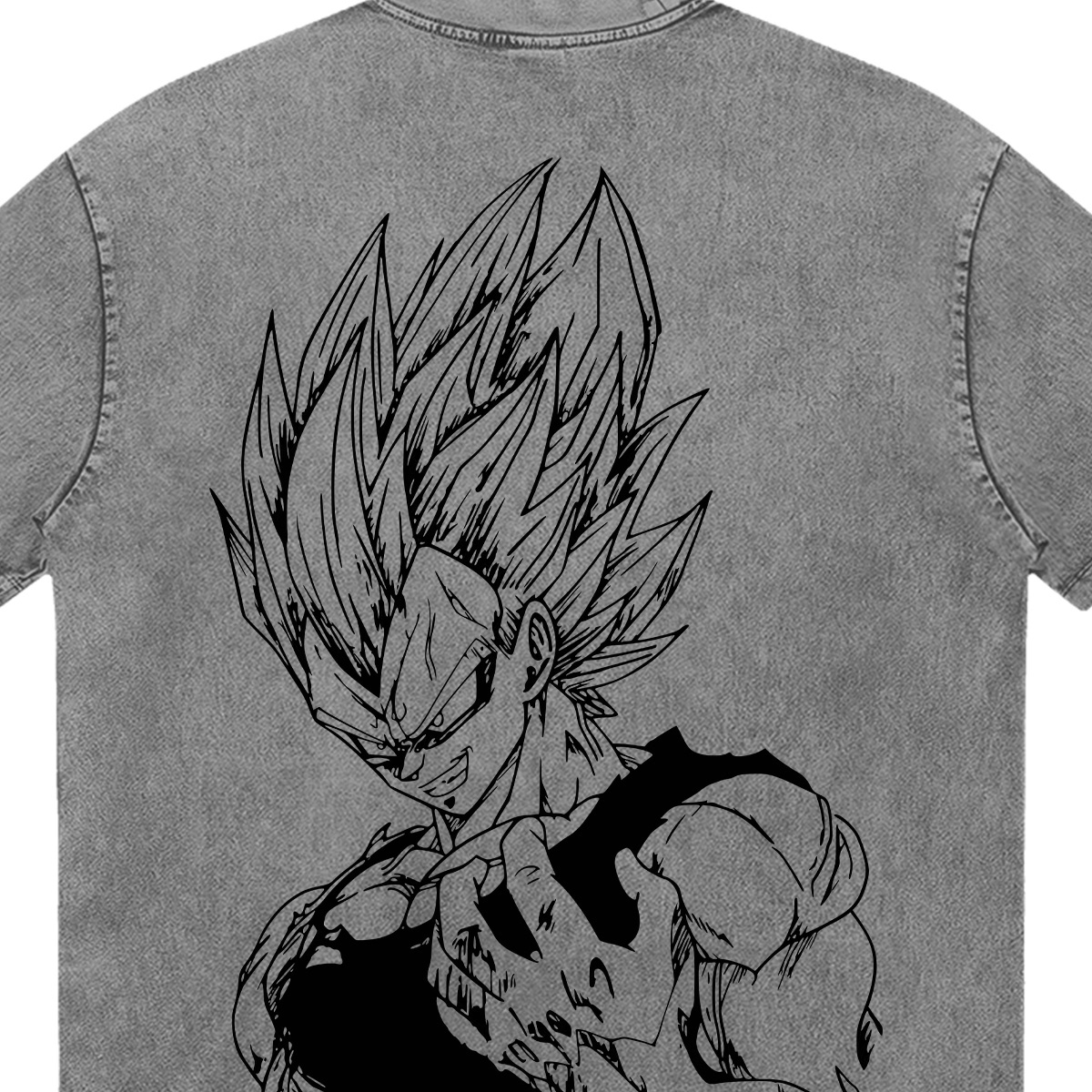 Dragon Ball Vegeta Anime Print T-Shirt  Pure Cotton Washed Short-Sleeve Top with Cartoon Graphic