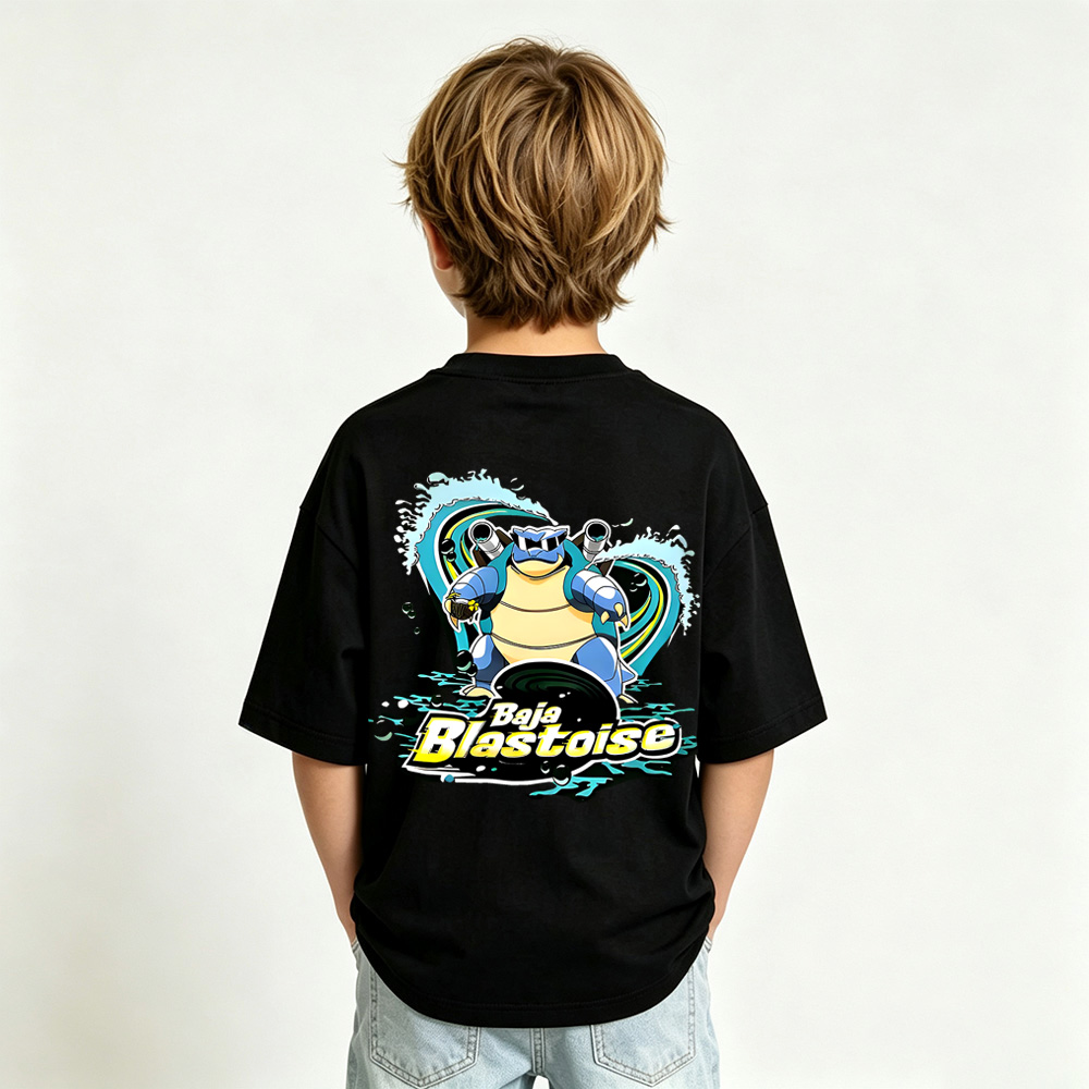 Pokémon Anime Graphic T-Shirt for Blastoise Kids Cartoon Print Cotton Tee