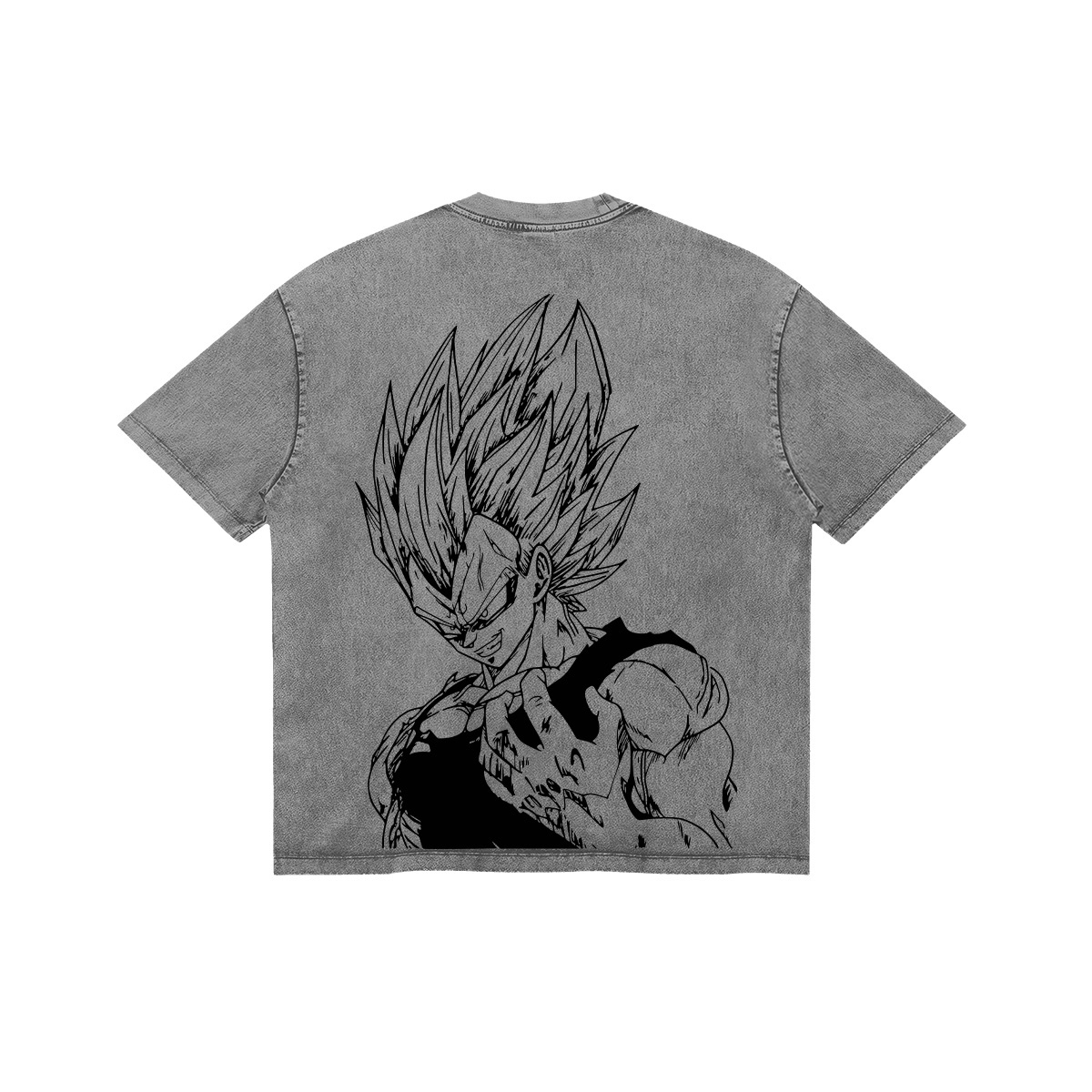 Dragon Ball Vegeta Anime Print T-Shirt  Pure Cotton Washed Short-Sleeve Top with Cartoon Graphic
