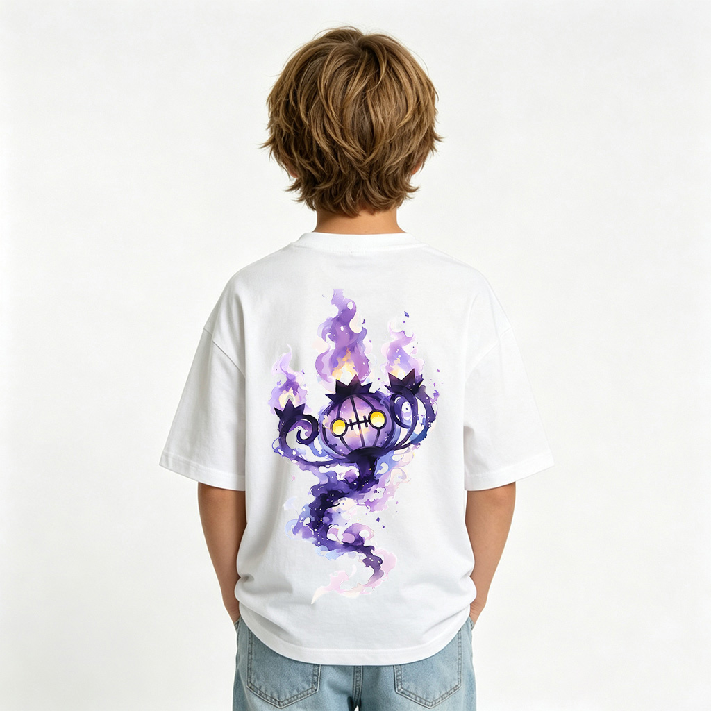 Pokémon Anime Graphic T-Shirt for Chandelure Kids Cartoon Print Cotton Tee