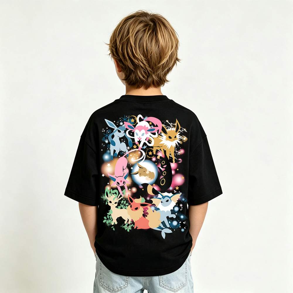 Pokémon Anime Graphic T-Shirt for Eevee Kids Cartoon Print Cotton Tee