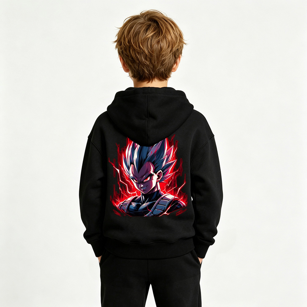 Dragon Ball Anime Graphic Hoodie for Vegeta Kids Cartoon Print Cotton Tee
