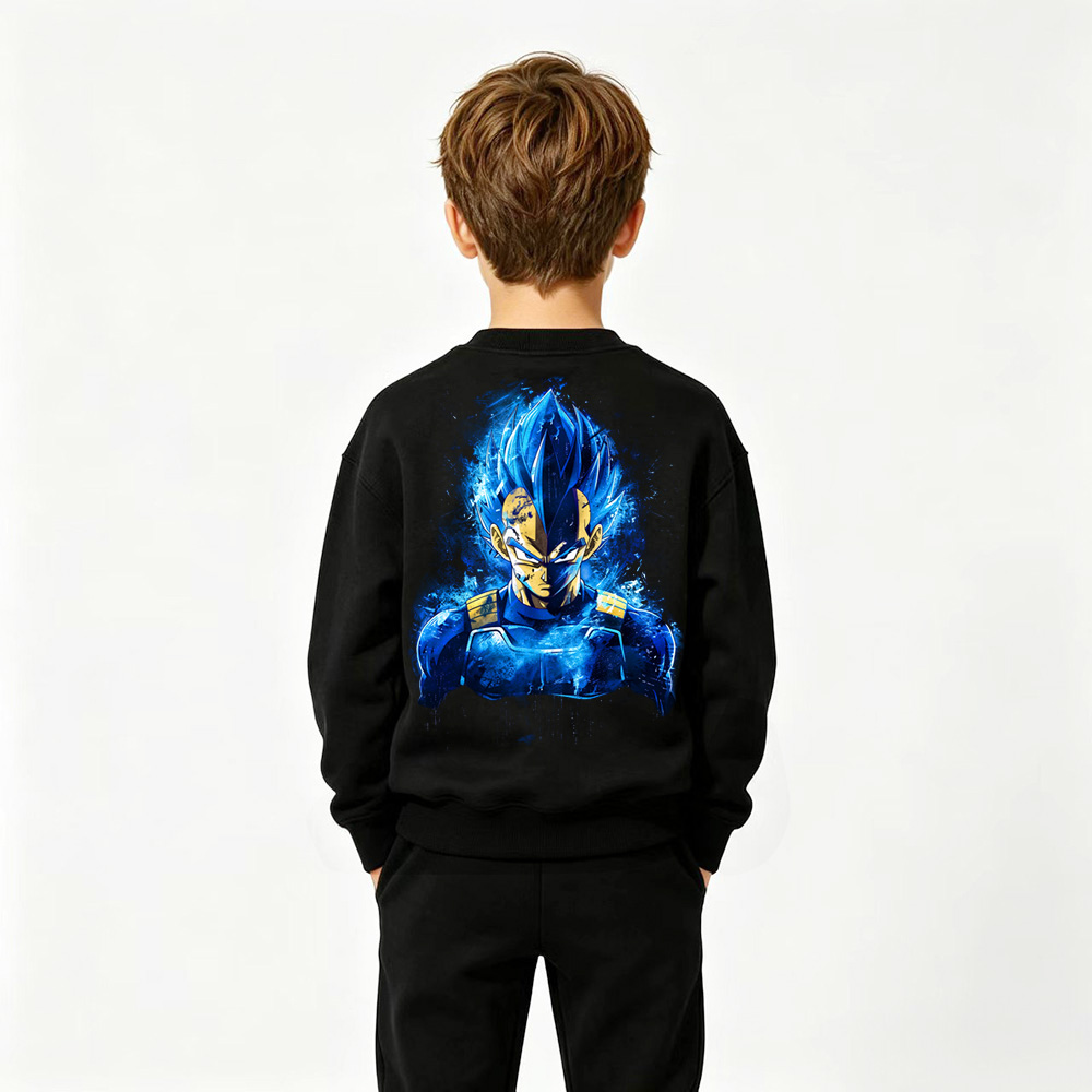 Dragon Ball Anime Graphic Crewneck Sweatshirt for Vegeta Kids Cartoon Print Cotton Tee