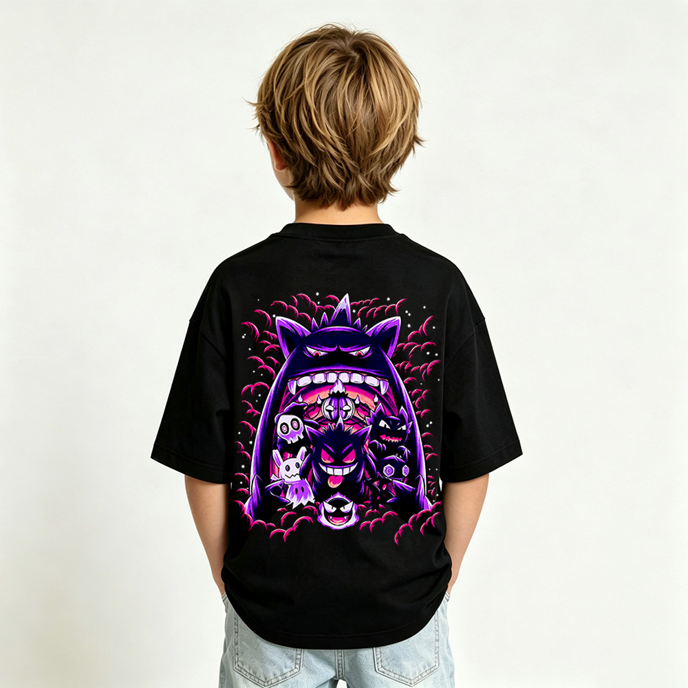 Pokémon Anime Graphic T-Shirt for Gengar Kids Cartoon Print Cotton Tee