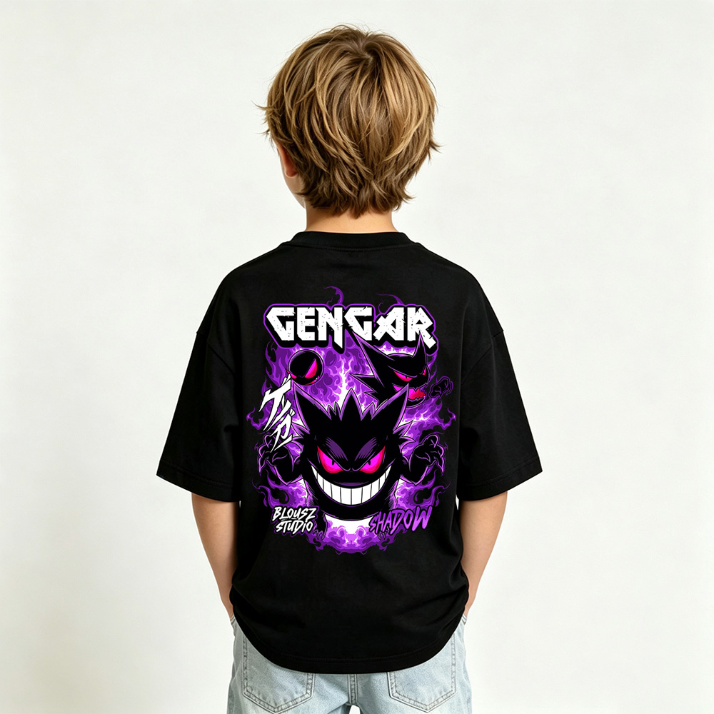 Pokémon Anime Graphic T-Shirt for Gengar Kids Cartoon Print Cotton Tee