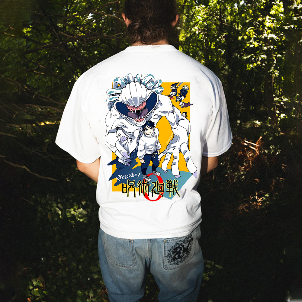 Oversized Unisex Anime Okkotsu Yūta Print T-Shirt-AnimeClothe