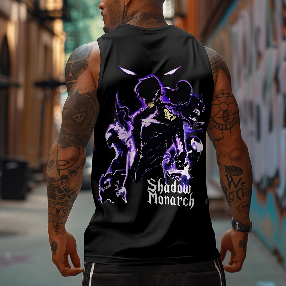 Oversized Anime Print Gym Tank Top-AnimeClothe