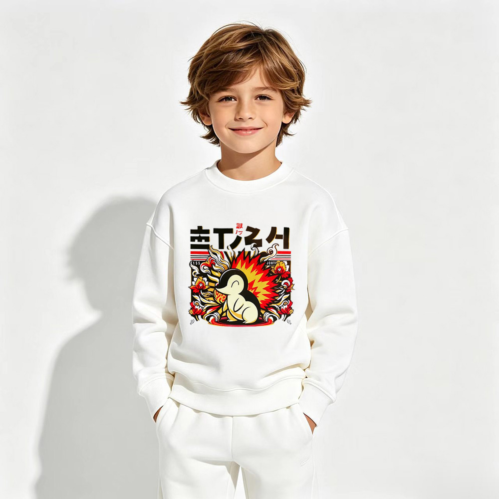 Pokémon Anime Graphic Crewneck Sweatshirt for Kids Cartoon Print Cotton Tee