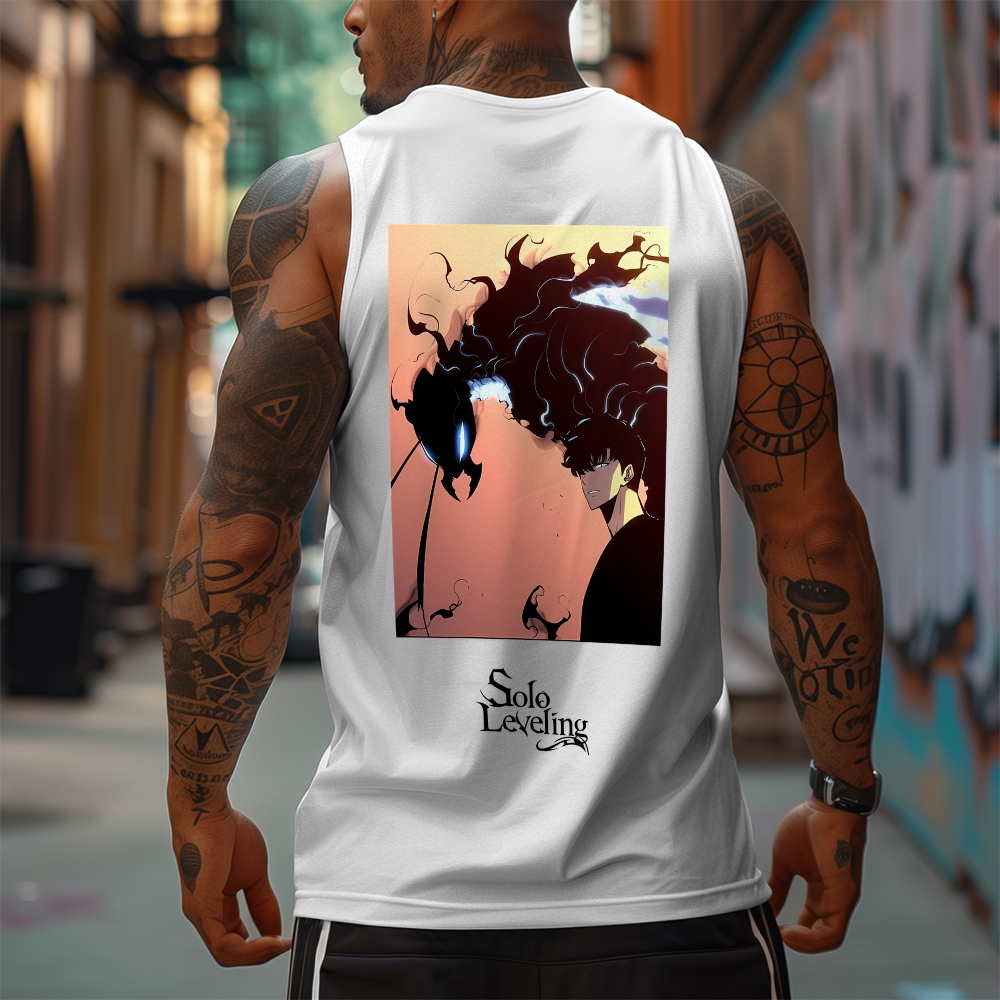 Oversized Anime Print Gym Tank Top-AnimeClothe