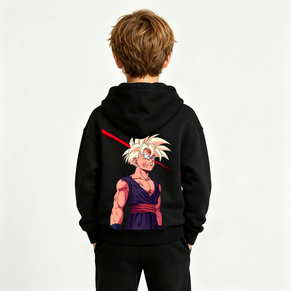 Dragon Ball Anime Graphic Hoodie for Gohan Kids Cartoon Print Cotton Tee