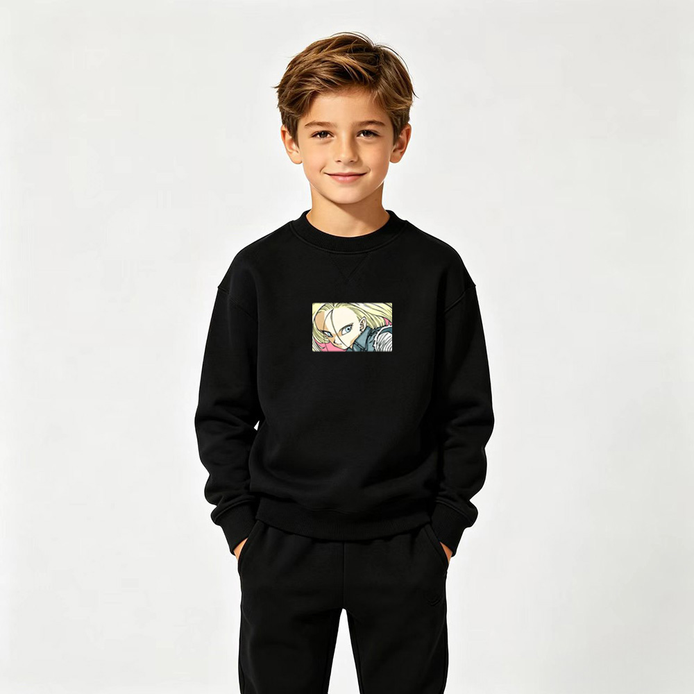 Dragon Ball Anime Graphic Crewneck Sweatshirt for Android 18 Kids Cartoon Print Cotton Tee