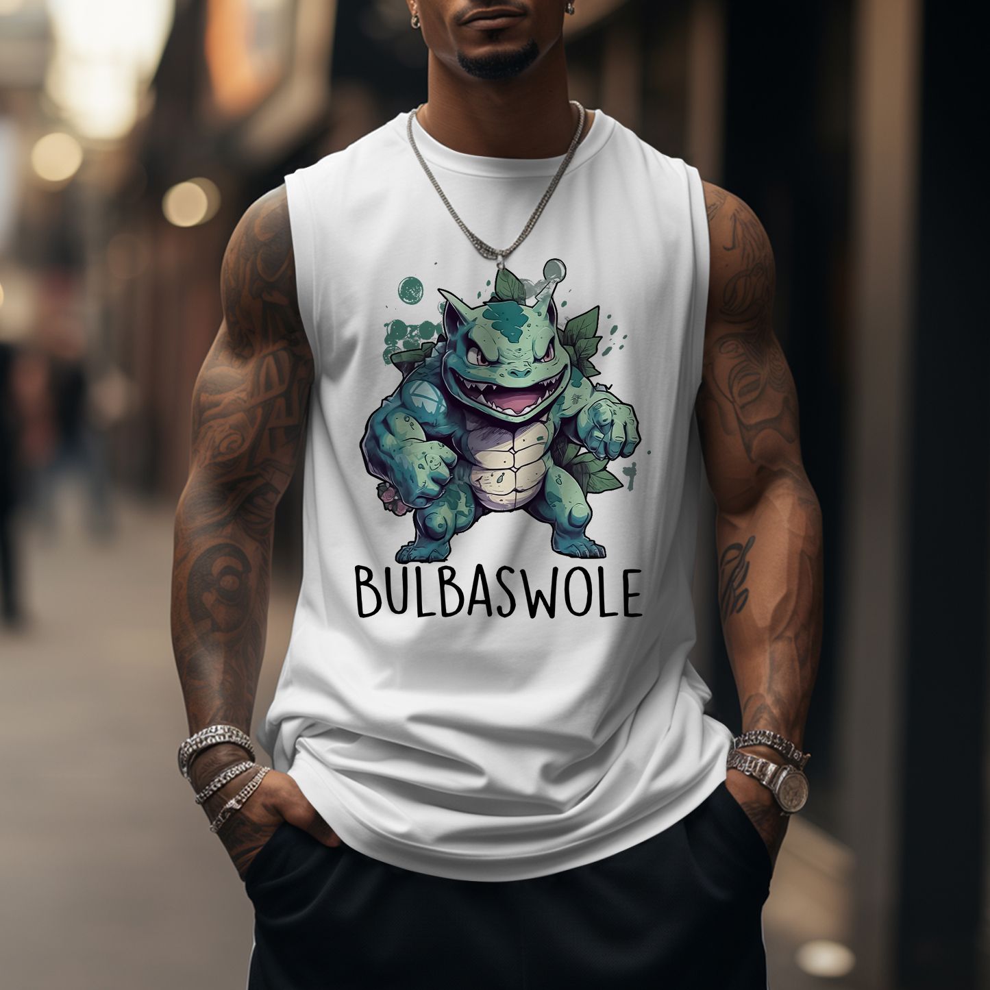 Oversized Anime Print Gym Tank Top