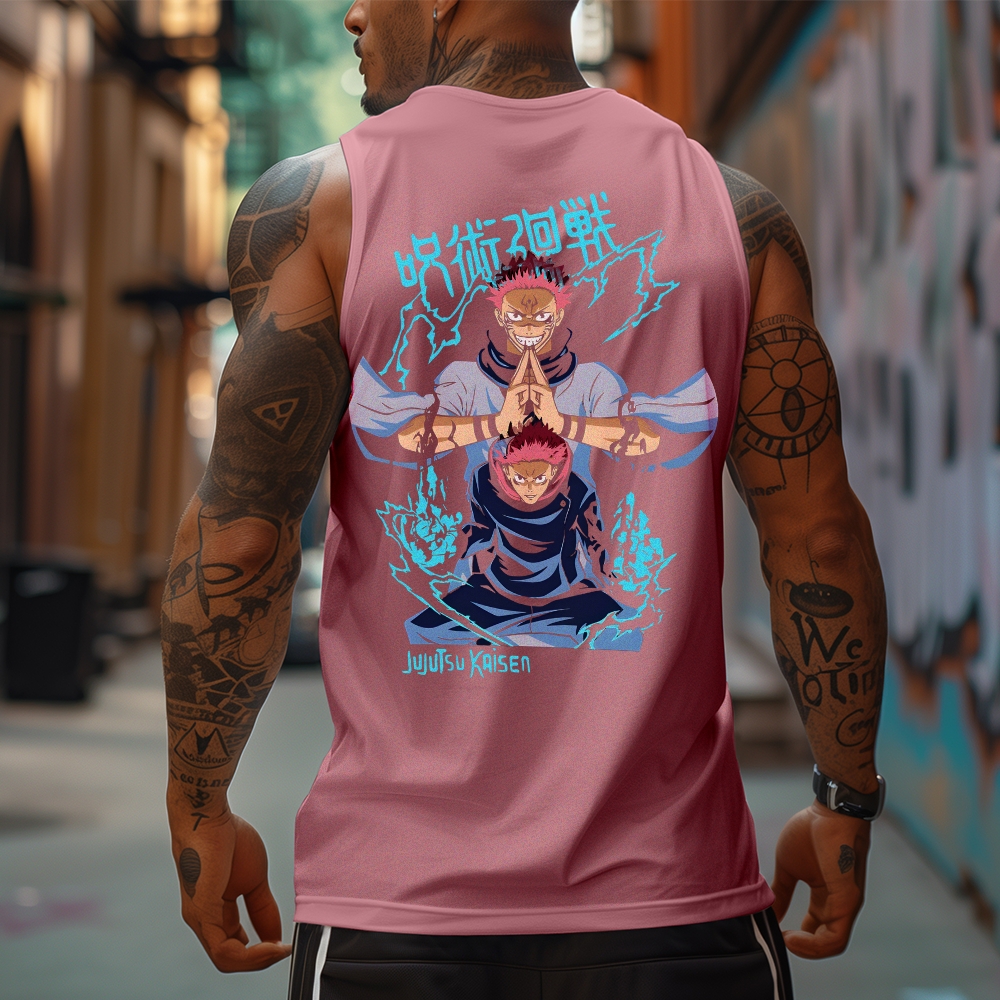 Oversized Anime Print Gym Tank Top-AnimeClothe