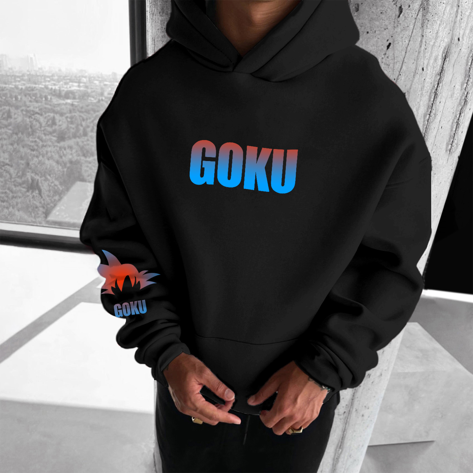 Unisex Anime Print Casual Oversized Hoodie