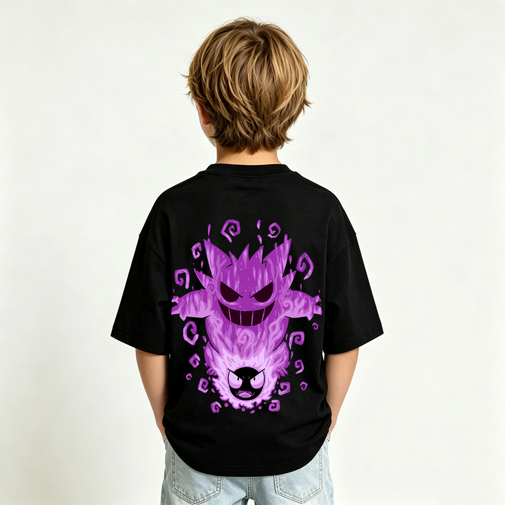 Pokémon Anime Graphic T-Shirt for Gengar Kids Cartoon Print Cotton Tee