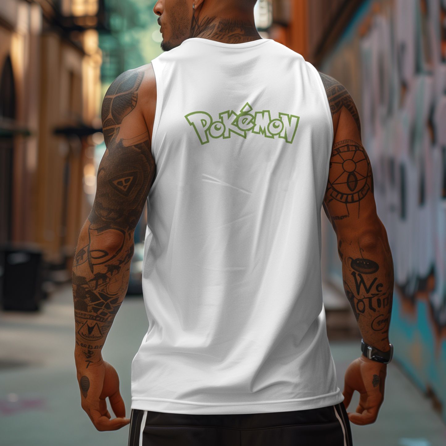 Oversized Anime Print Gym Tank Top