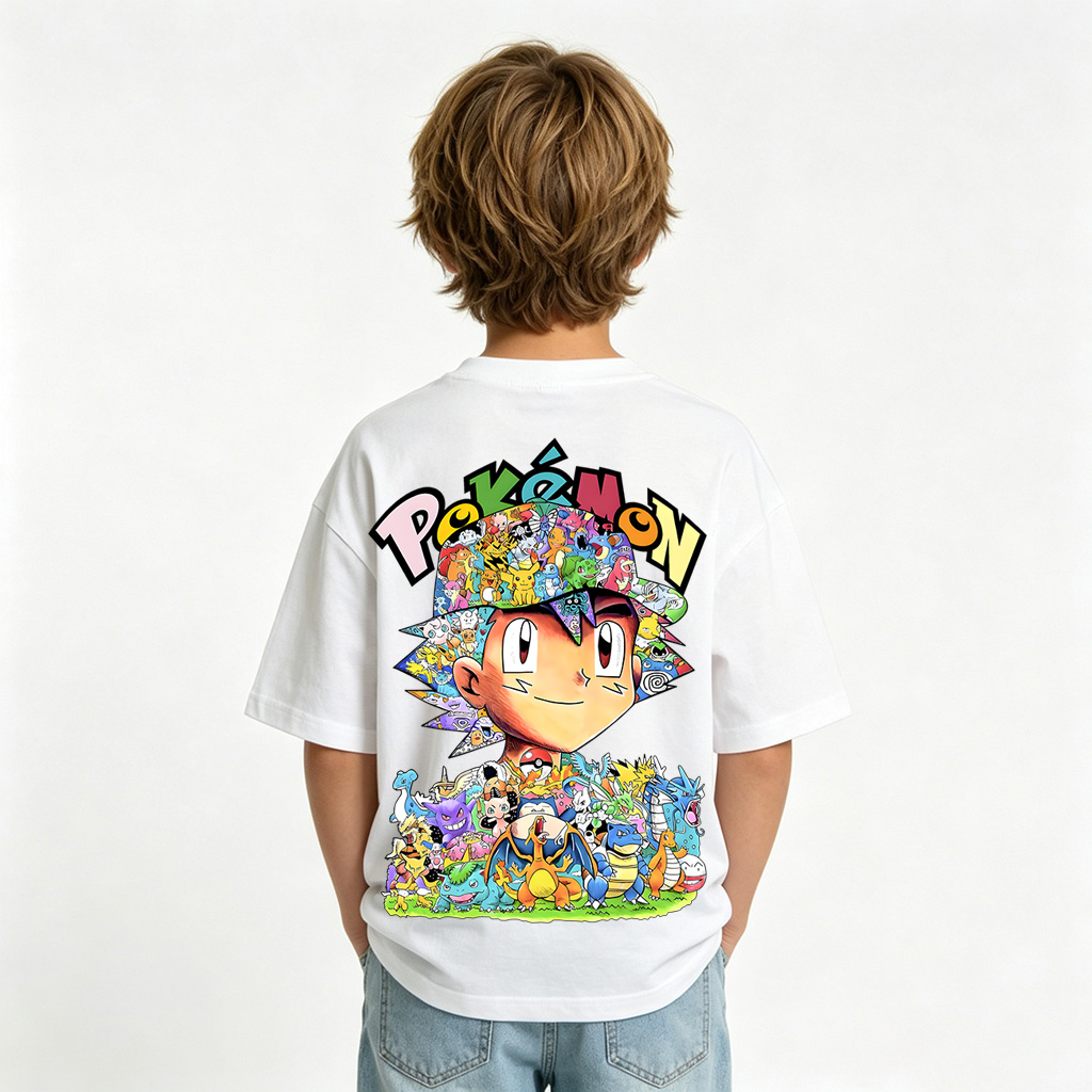 Pokémon Anime Graphic T-Shirt for Kids Cartoon Print Cotton Tee