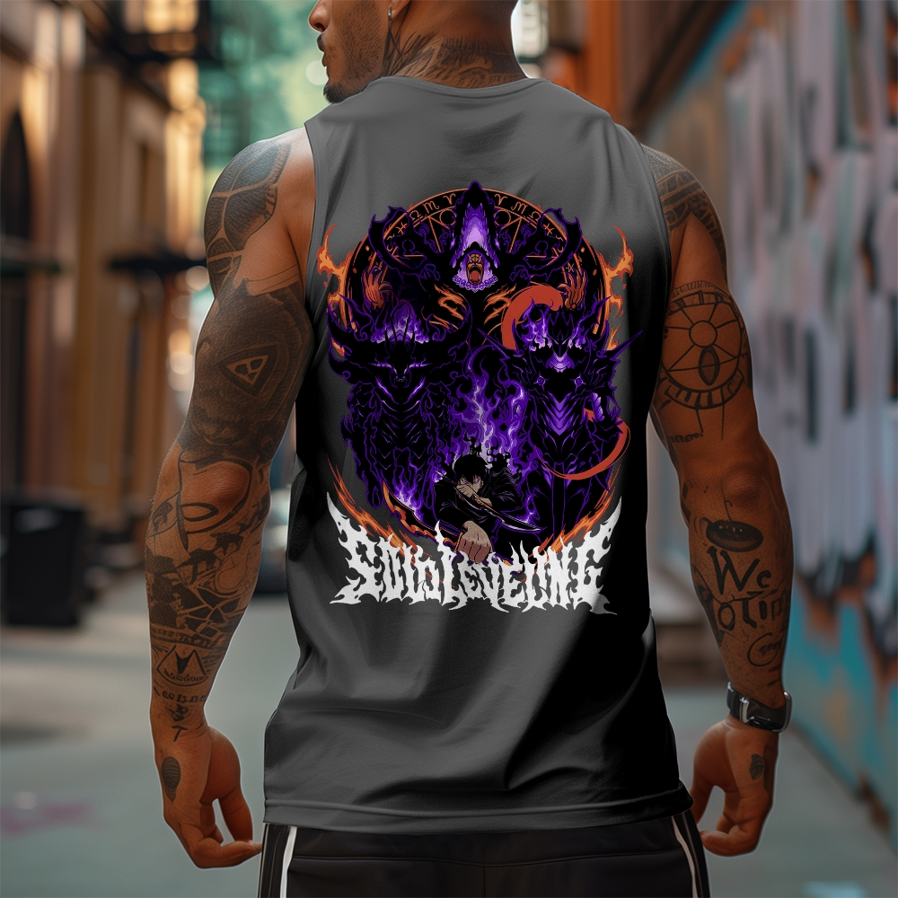 Oversized Anime Print Gym Tank Top-AnimeClothe