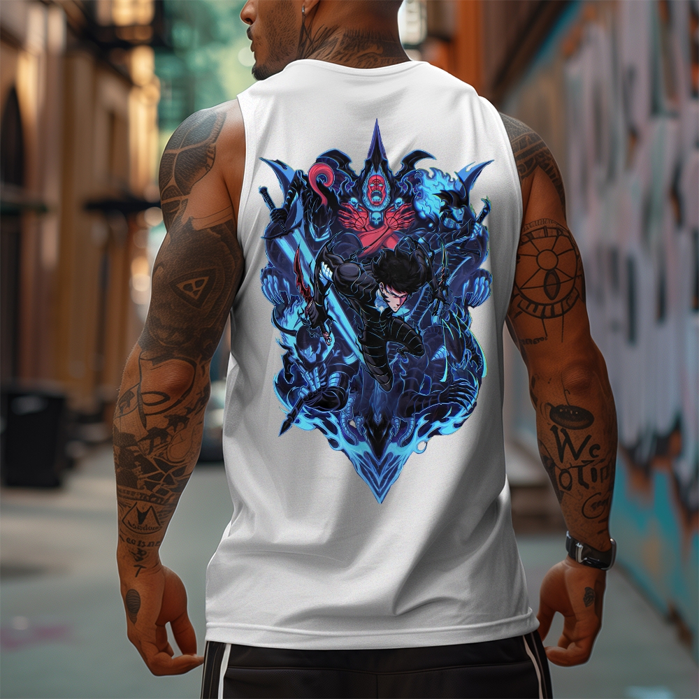 Oversized Anime Print Gym Tank Top-AnimeClothe