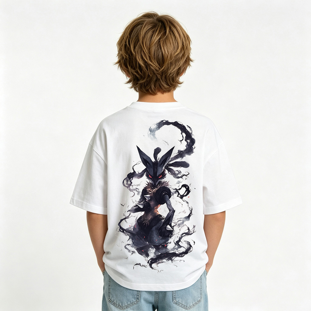 Pokémon Anime Graphic T-Shirt for Lucario Kids Cartoon Print Cotton Tee