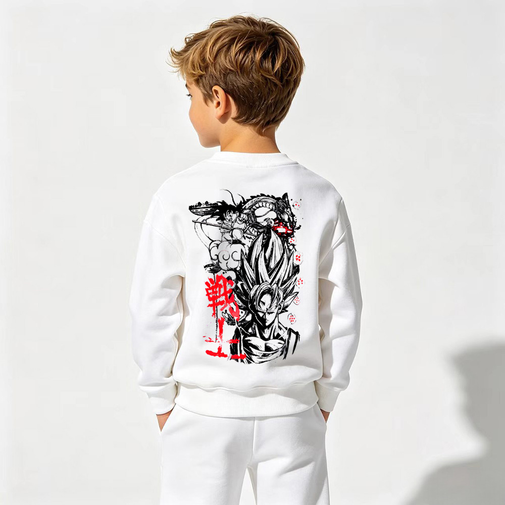 Dragon Ball Anime Graphic Crewneck Sweatshirt for Kids Cartoon Print Cotton Tee