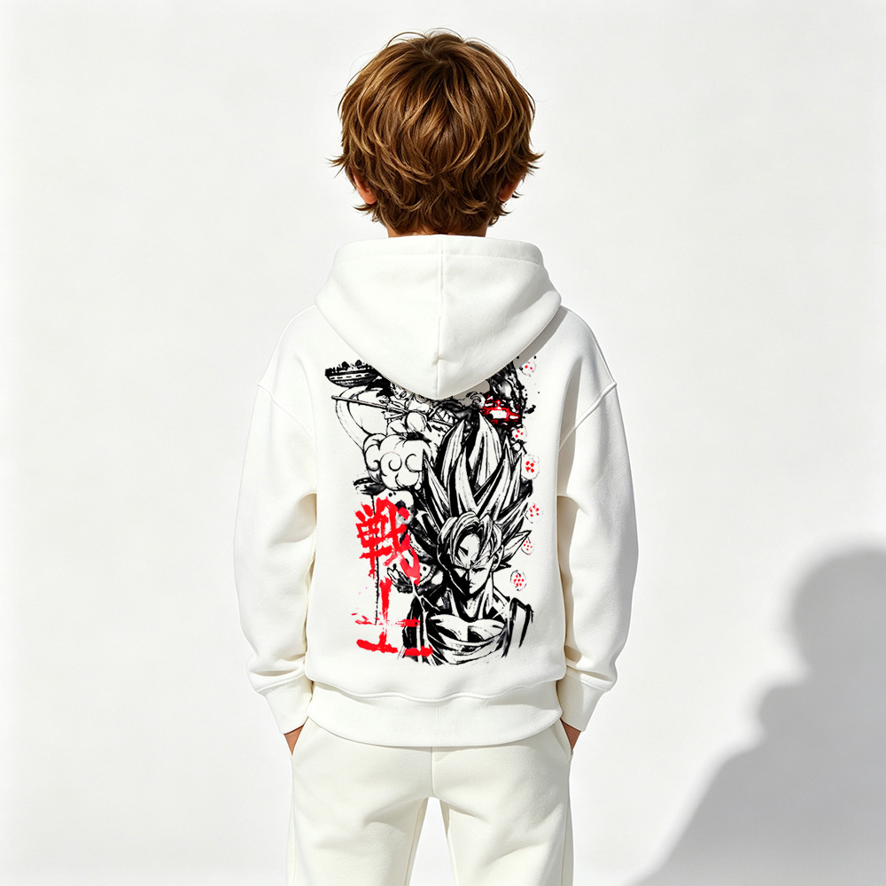Dragon Ball Anime Graphic Hoodie for Kids Cartoon Print Cotton Tee