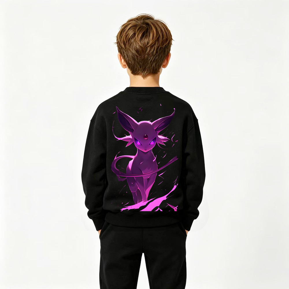 Pokémon Anime Graphic Crewneck Sweatshirt for Espeon Kids Cartoon Print Cotton Tee