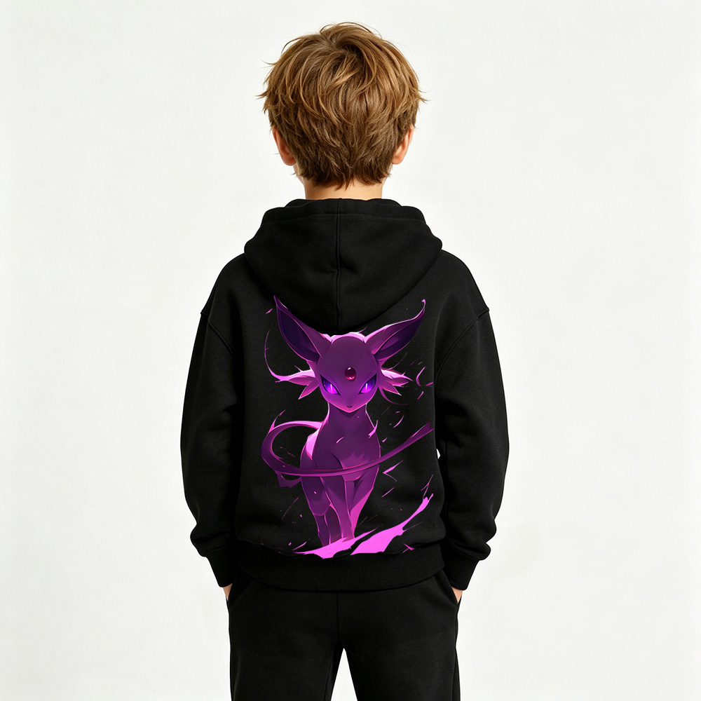 Pokémon Anime Graphic Hoodie for Espeon Kids Cartoon Print Cotton Tee