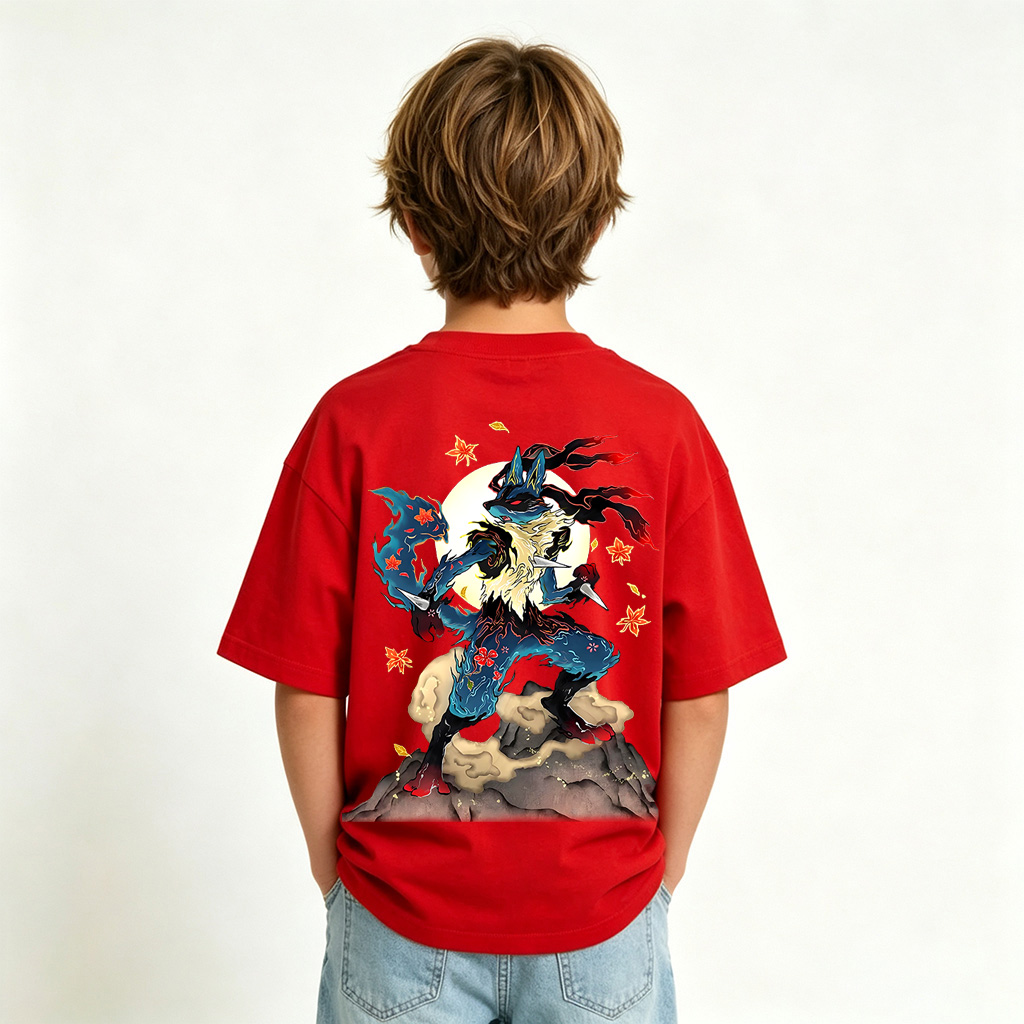 Pokémon Lucario Anime Graphic T-Shirt for Kids Cartoon Print Cotton Tee