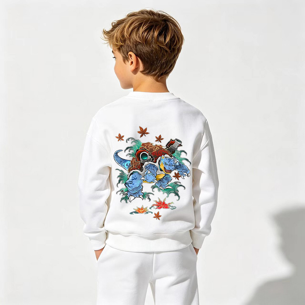 Pokémon Anime Graphic Crewneck Sweatshirt for Blastoise Kids Cartoon Print Cotton Tee