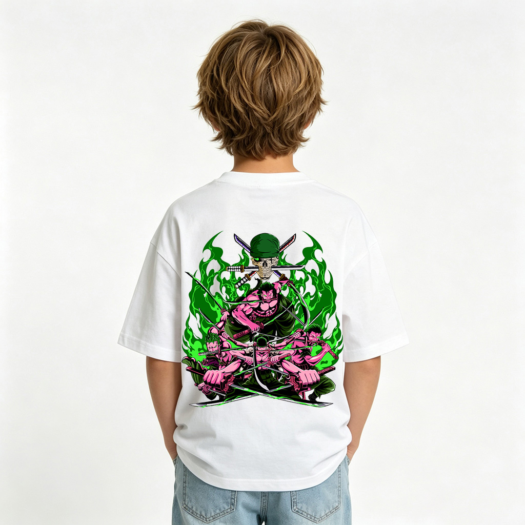 One Piece Anime Graphic T-Shirt for Zoro Kids Cartoon Print Cotton Tee