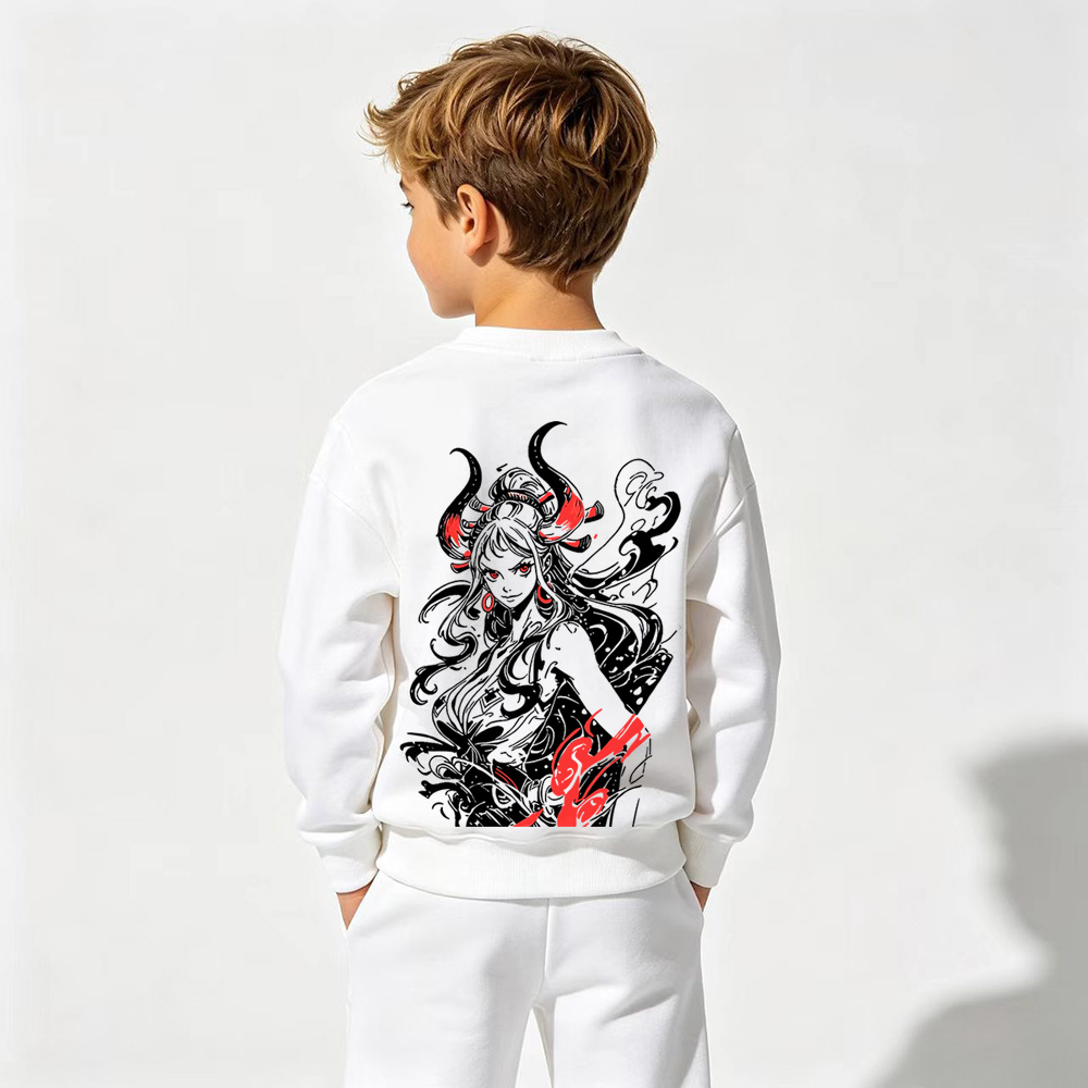 One Piece Anime Graphic Crewneck Sweatshirt for Yamato Kids Cartoon Print Cotton Tee