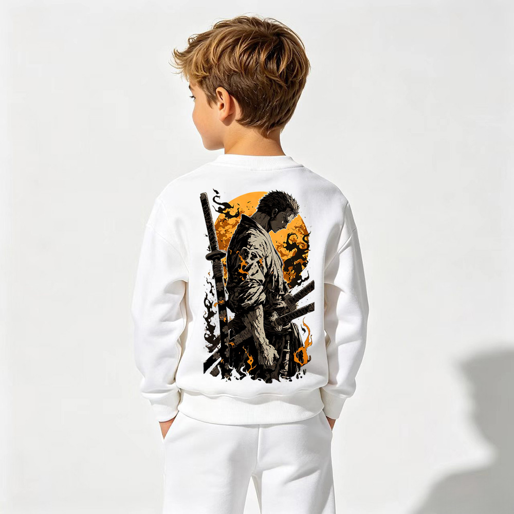 One Piece Anime Graphic Crewneck Sweatshirt for Zoro Kids Cartoon Print Cotton Tee