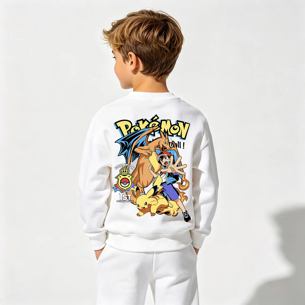Pokémon Anime Graphic Crewneck Sweatshirt for Kids Cartoon Print Cotton Tee