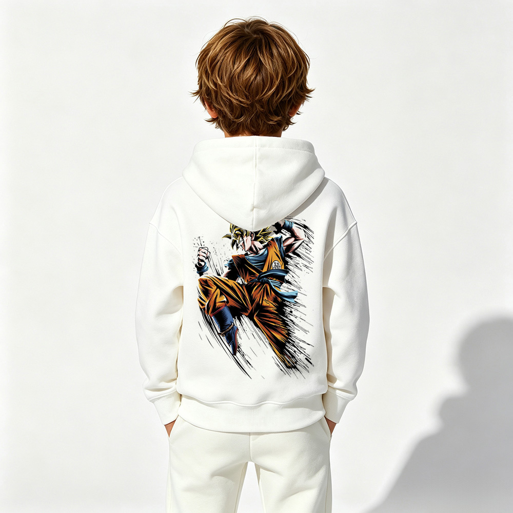 Dragon Ball Anime Graphic Hoodie for Goku Kids Cartoon Print Cotton Tee
