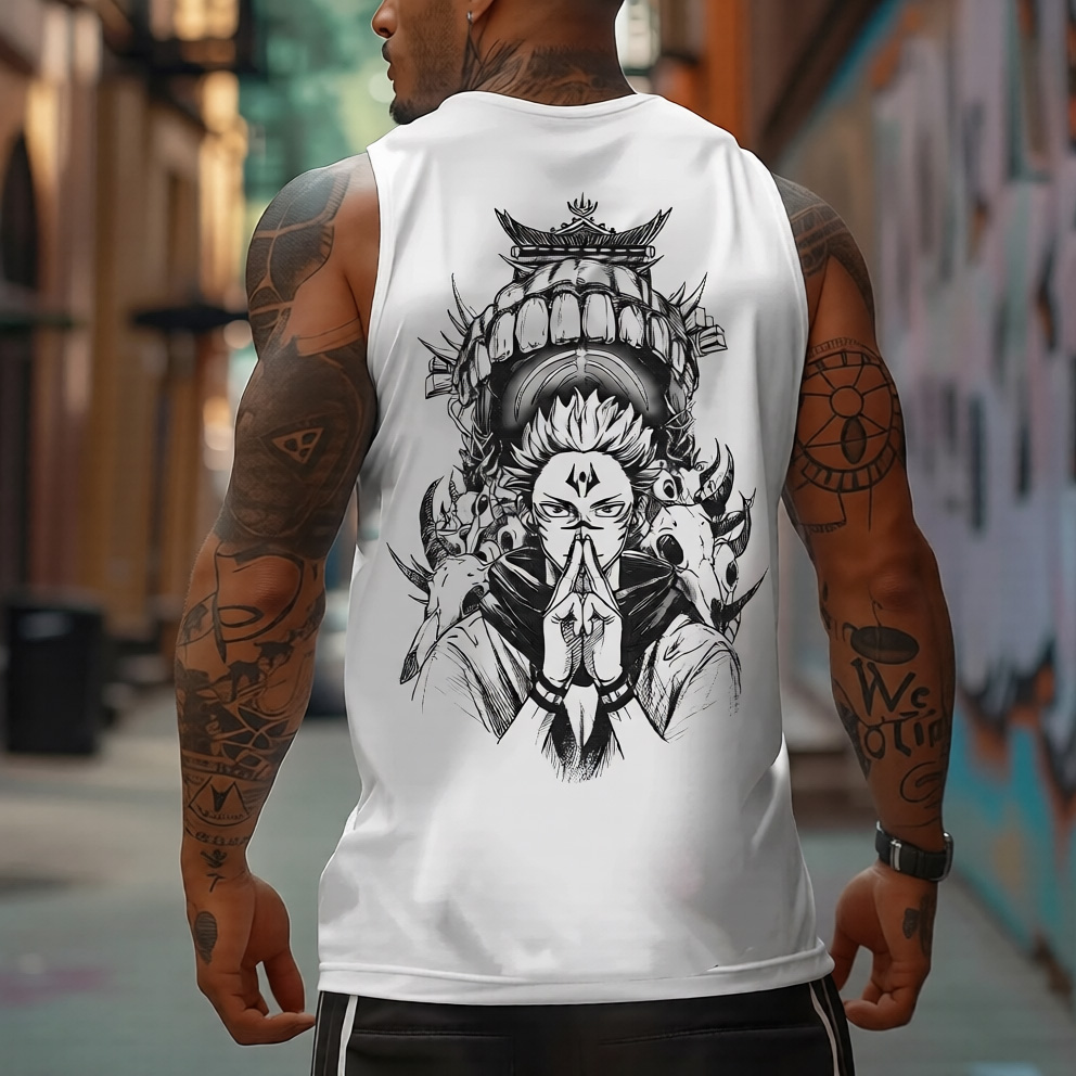 Jujutsu Kaisen Anime Theme Cartoon Print Pure Cotton Tank Top