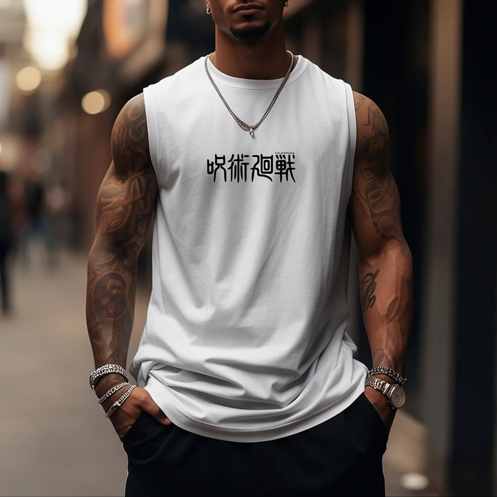 Jujutsu Kaisen Anime Theme Cartoon Print Pure Cotton Tank Top