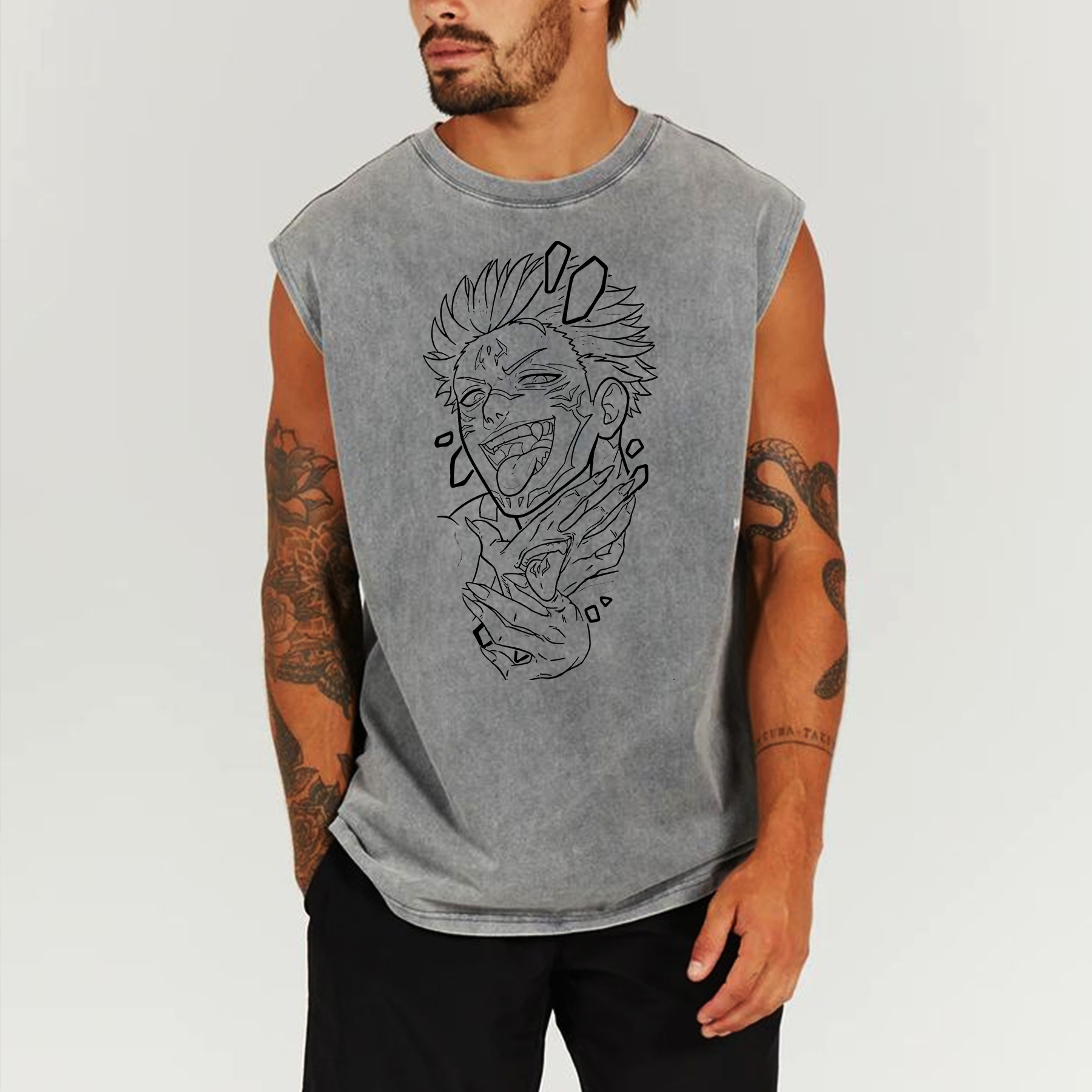 Casual Retro Batik Animation Print Fitness Tank Top-AnimeClothe