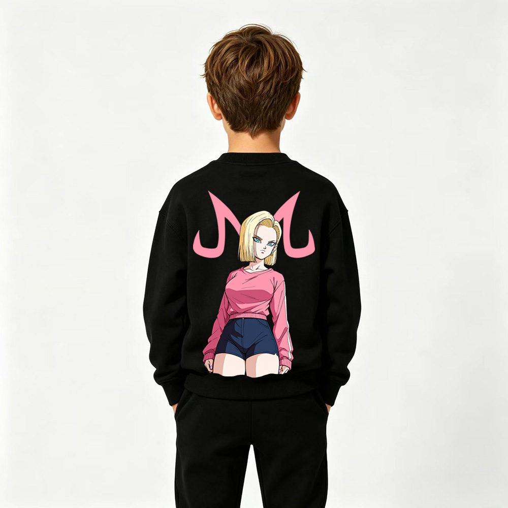 Dragon Ball Anime Graphic Crewneck Sweatshirt for Android 18 Kids Cartoon Print Cotton Tee