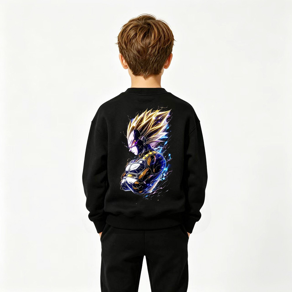 Dragon Ball Anime Graphic Crewneck Sweatshirt for Vegeta Kids Cartoon Print Cotton Tee