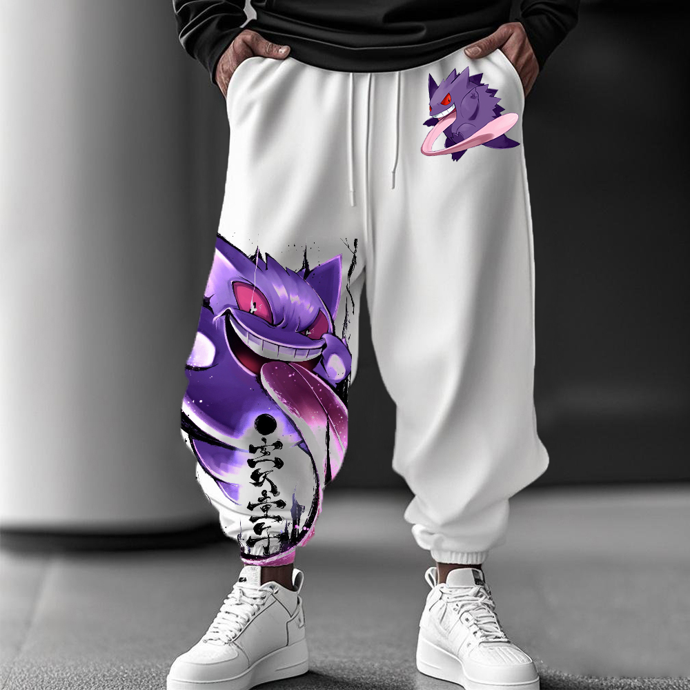 personalized cartoon print casual trousers-AnimeClothe