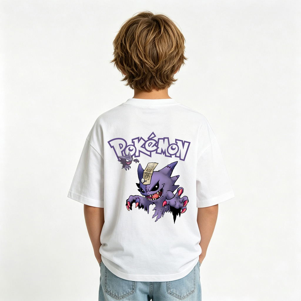 Pokémon Anime Graphic T-Shirt for Gengar Kids Cartoon Print Cotton Tee