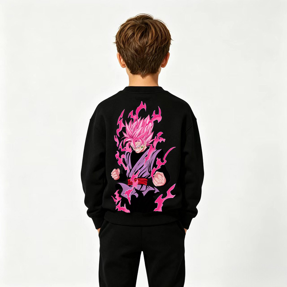 Dragon Ball Anime Graphic Crewneck Sweatshirt for Goku Black Kids Cartoon Print Cotton Tee