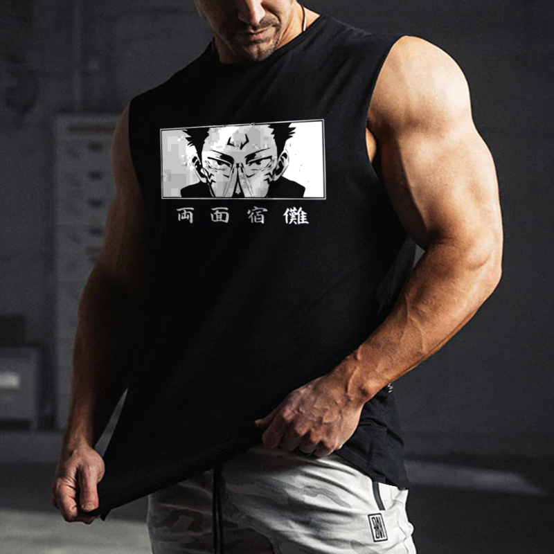 Men's Anime Personalized Villain Printed Fitness Tank Top-AnimeClothe