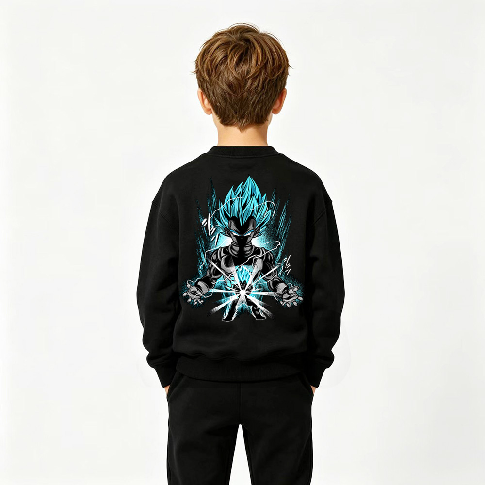 Dragon Ball Anime Graphic Crewneck Sweatshirt for Vegeta Kids Cartoon Print Cotton Tee