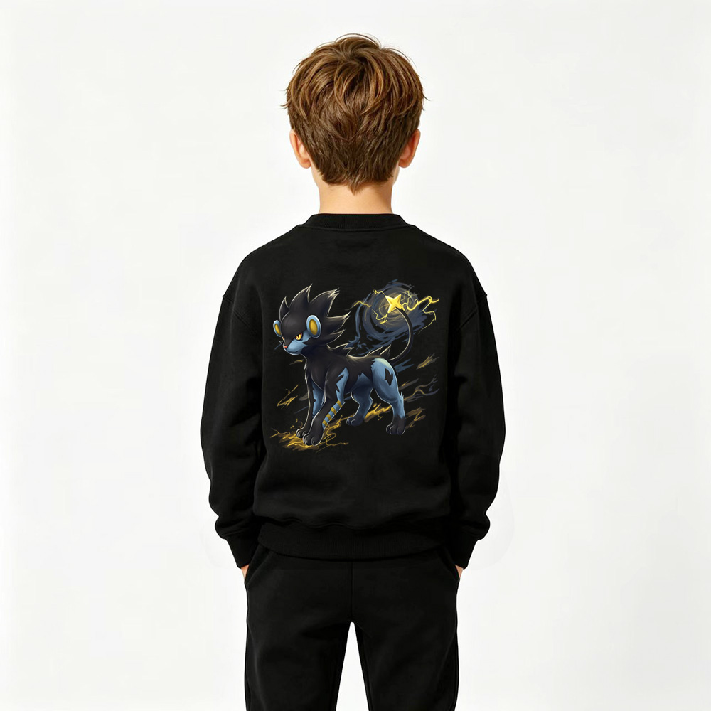 Pokémon Anime Graphic Crewneck Sweatshirt for Luxray Kids Cartoon Print Cotton Tee