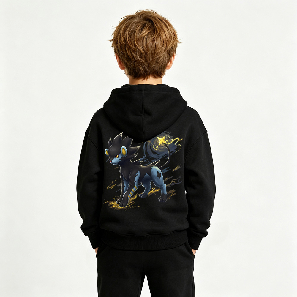 Pokémon Anime Graphic Hoodie for Luxray Kids Cartoon Print Cotton Tee