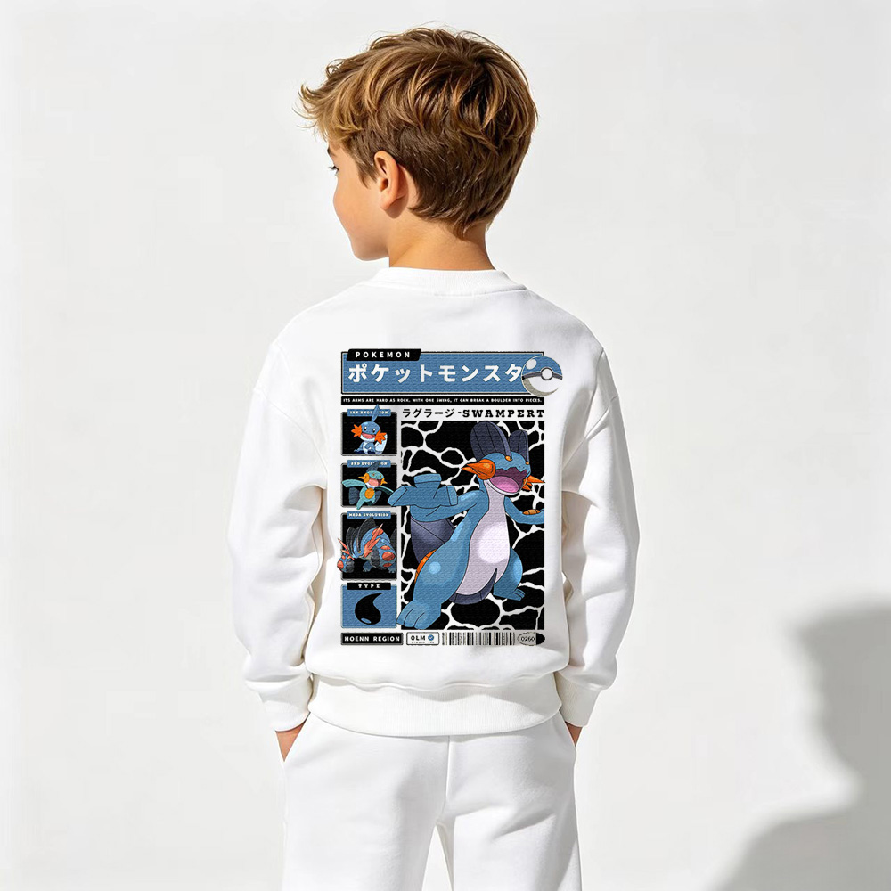 Pokémon Anime Graphic Crewneck Sweatshirt for Kids Cartoon Print Cotton Tee