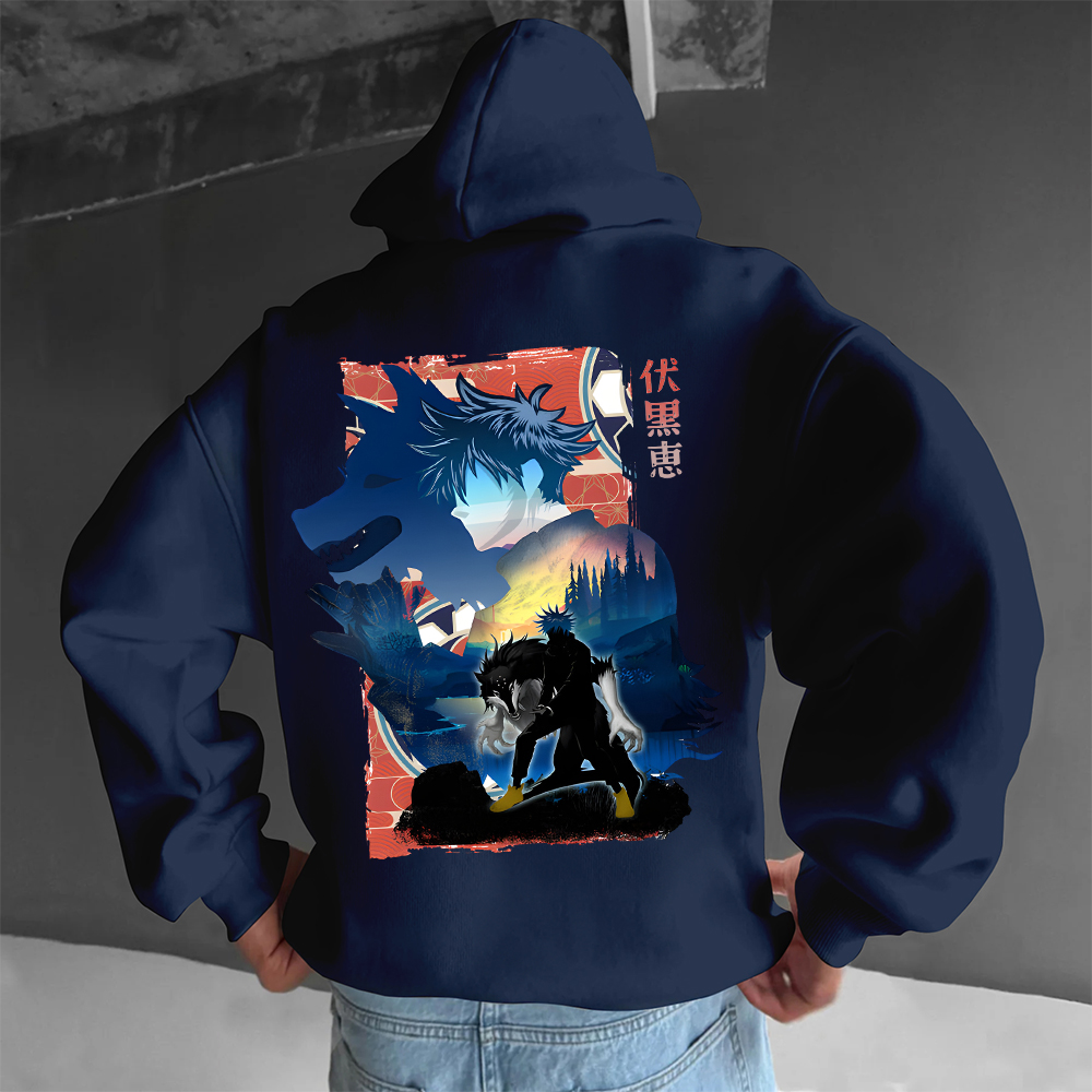 Oversized Unisex Anime Fushiguro Megumi Print Hoodie-AnimeClothe